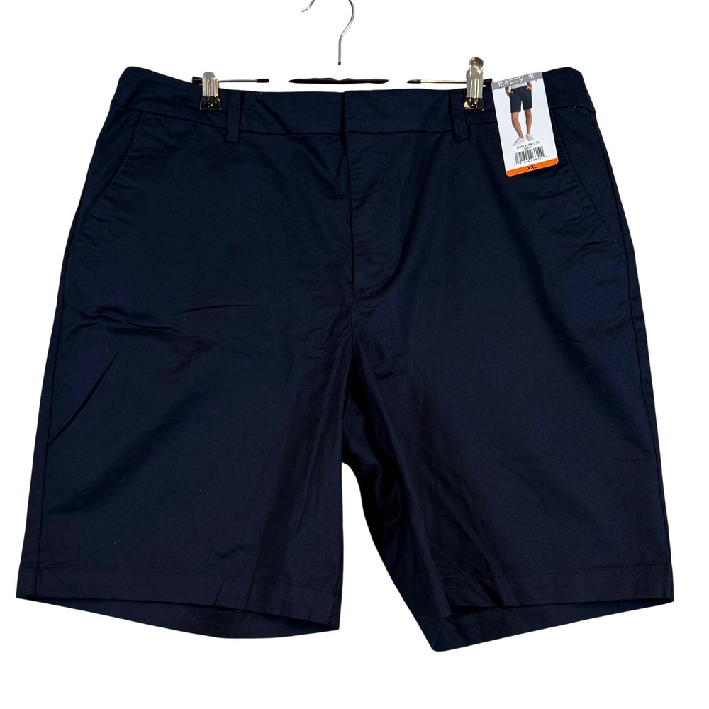 NWT Matty M Navy Blue Everyday Shorts with Pockets XXL Chino Flat‎ Front Walking
